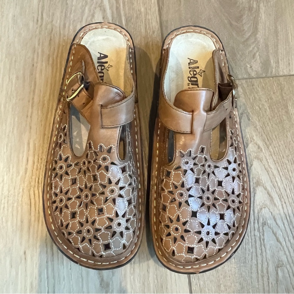 Alegria Leather Star Cut Sandals